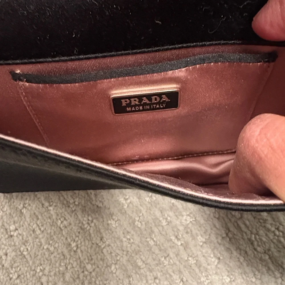Prada Black Satin Clutch with Crystal Accents - Picture 3 of 6